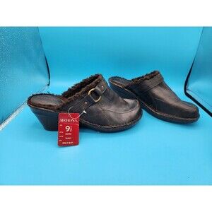 Merona Womens 9.5 Casual Comfort Slip On Loafer Brown Faux Fur Lined clogs